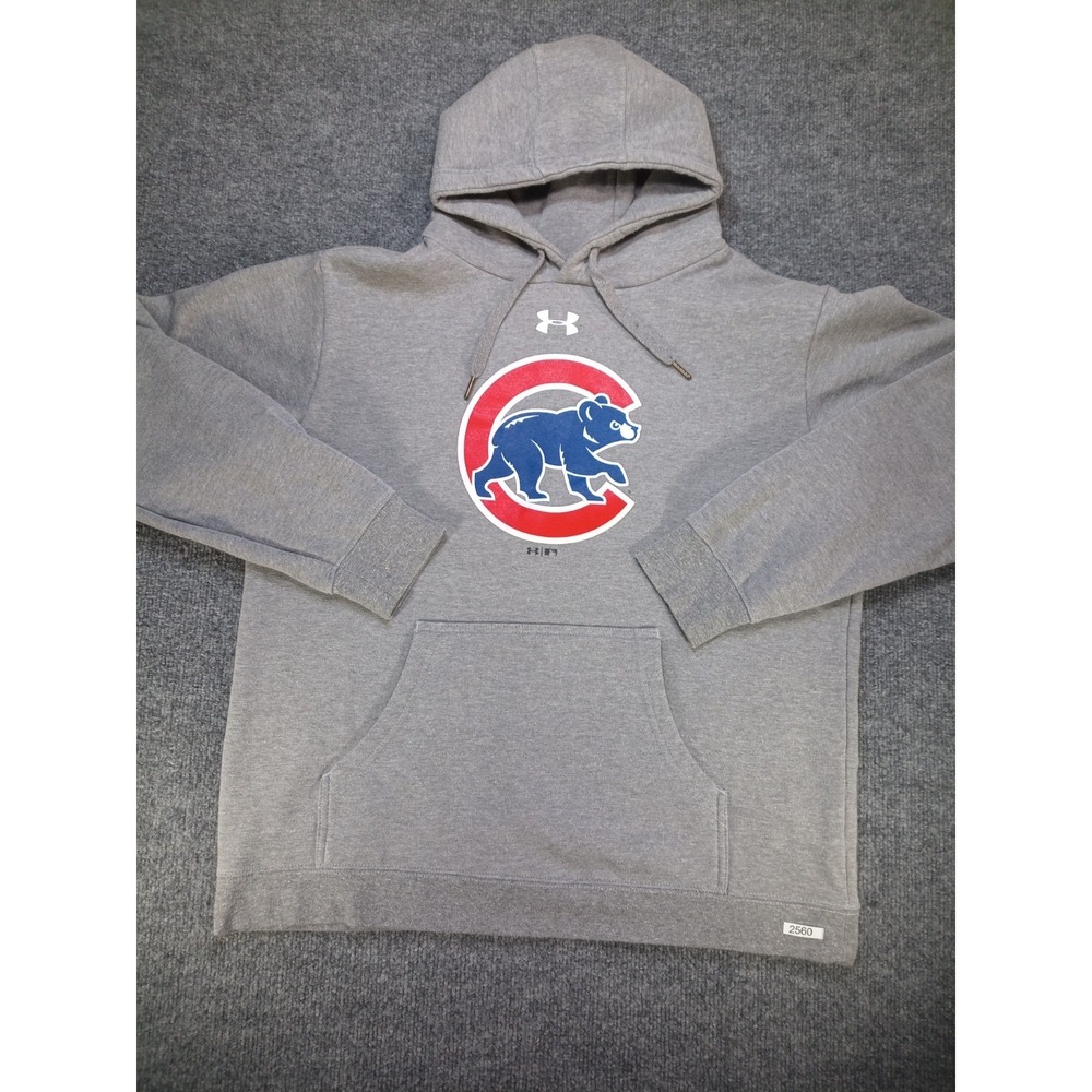 Under Armour Chicago Cubs Hoodie Mens Large Gray ColdGear MLB Pullover Sweatshir